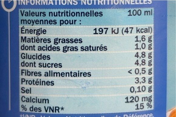 Lait de montagne - Nutrition facts - fr