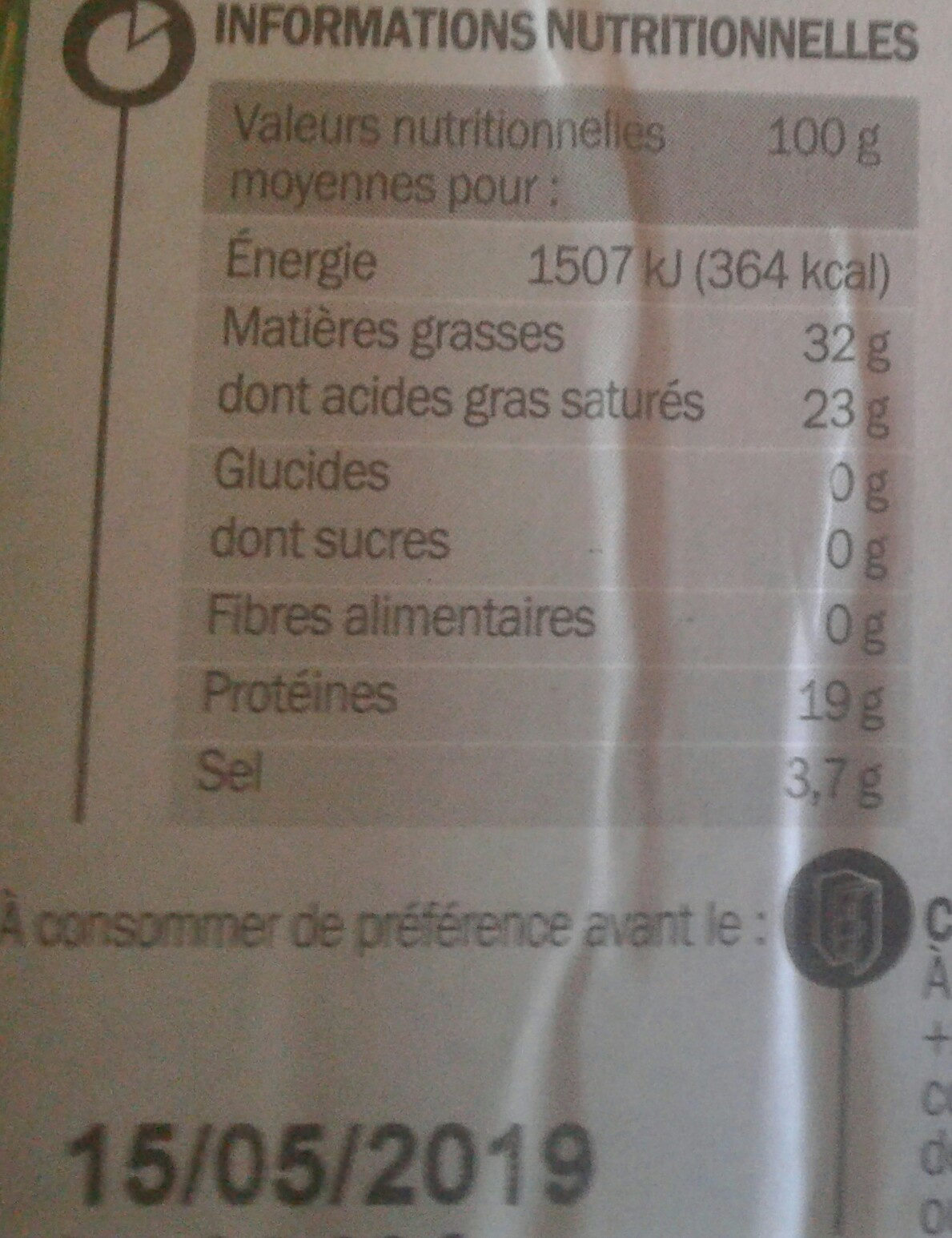 Roquefort AOP 32% Mat. Gr. - Näringsfakta - fr