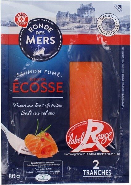 Saumon fumé d'Ecosse Label Rouge 2 tranches - Produit