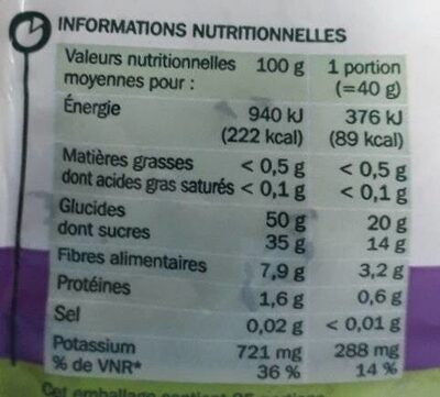 Pruneaux d'agen denoyautes - Nutrition facts - fr