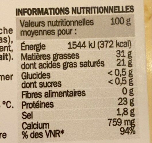 Gouda - Nutrition facts - fr