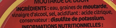 Moutarde de Dijon fine et forte - Ingrédients