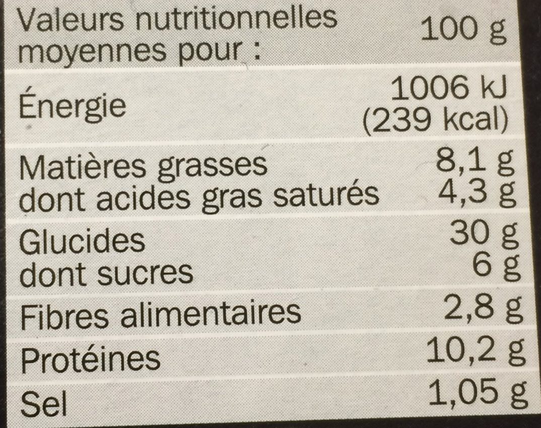 Pizza 3 fromages - Nutrition facts - fr