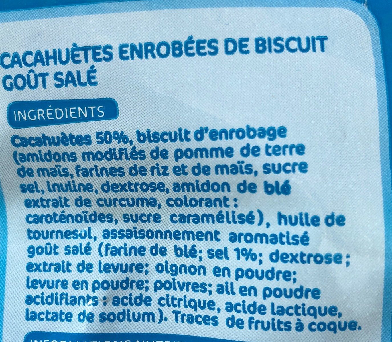 Cacahuetes enrobées goût salé - Ingredients - fr