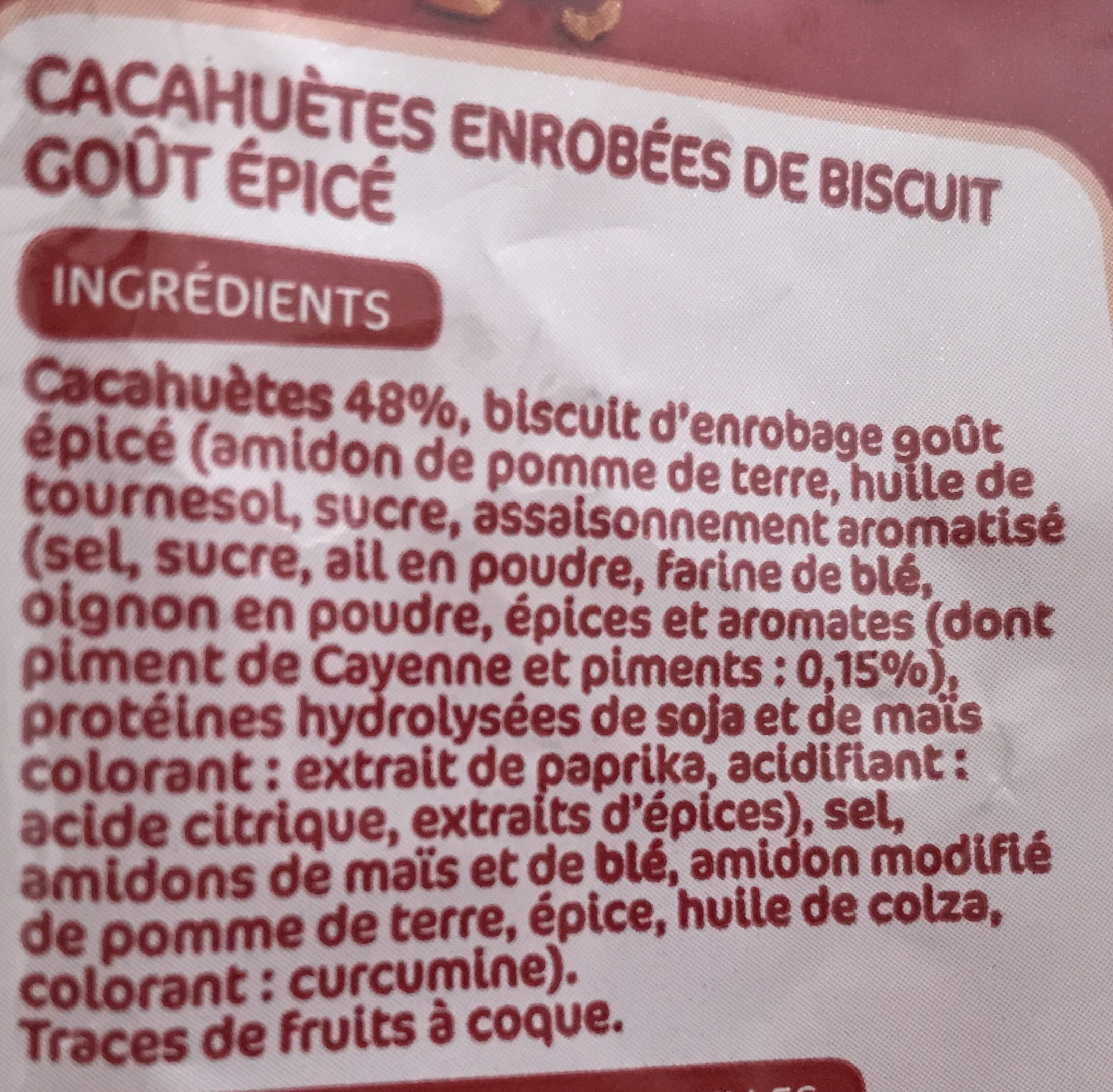 Cacahuètes enrobées goût épicé - Ingredients - fr