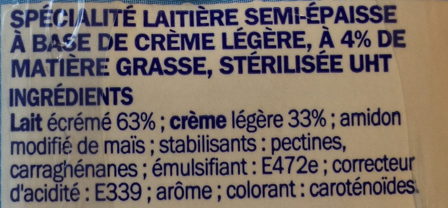 Semi-épaisse 4% Mat.Gr. - Ingredienser - fr