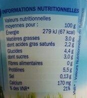 Yaourt au lait de Brebis 4 x 125 g - Valori nutrizionali - fr