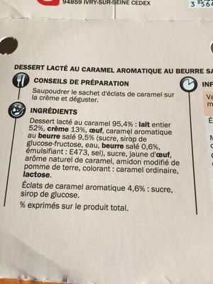 Crème onctueuse au caramel - Ingredienser - fr