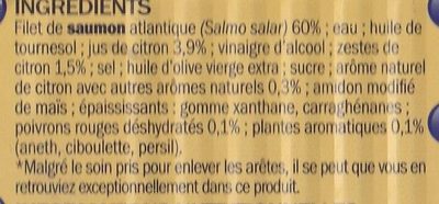 Filet de Saumon sauce citron - Ingredients - fr