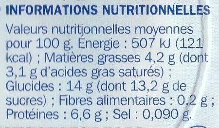 Fromage frais noix de coco - Valori nutrizionali - fr