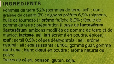 4 Mini Gratins Pomme de Terre à La Sarladoise - Ingredients - fr