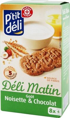 Biscuits petit déjeuner Déli-Matin goût noisette et chocolat - Produit