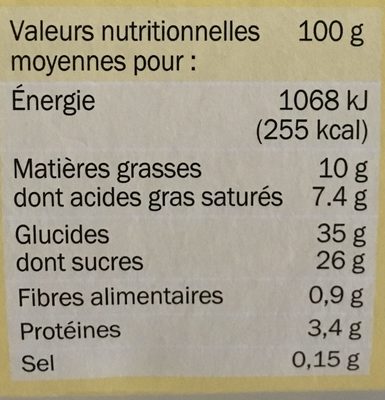 Tiramisu Citron - Voedingswaarden - fr