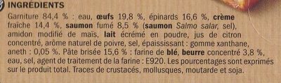 Tarte saumon fumé et épinards Hot & Good - Ingredients - fr
