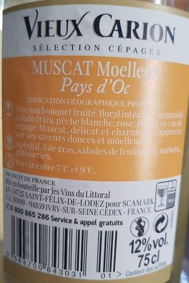 Pays d'Oc Muscat moelleux I.G.P. - Ingredienser - fr