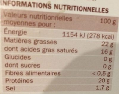 Camembert thermisé moulé à la louche - Näringsfakta - fr