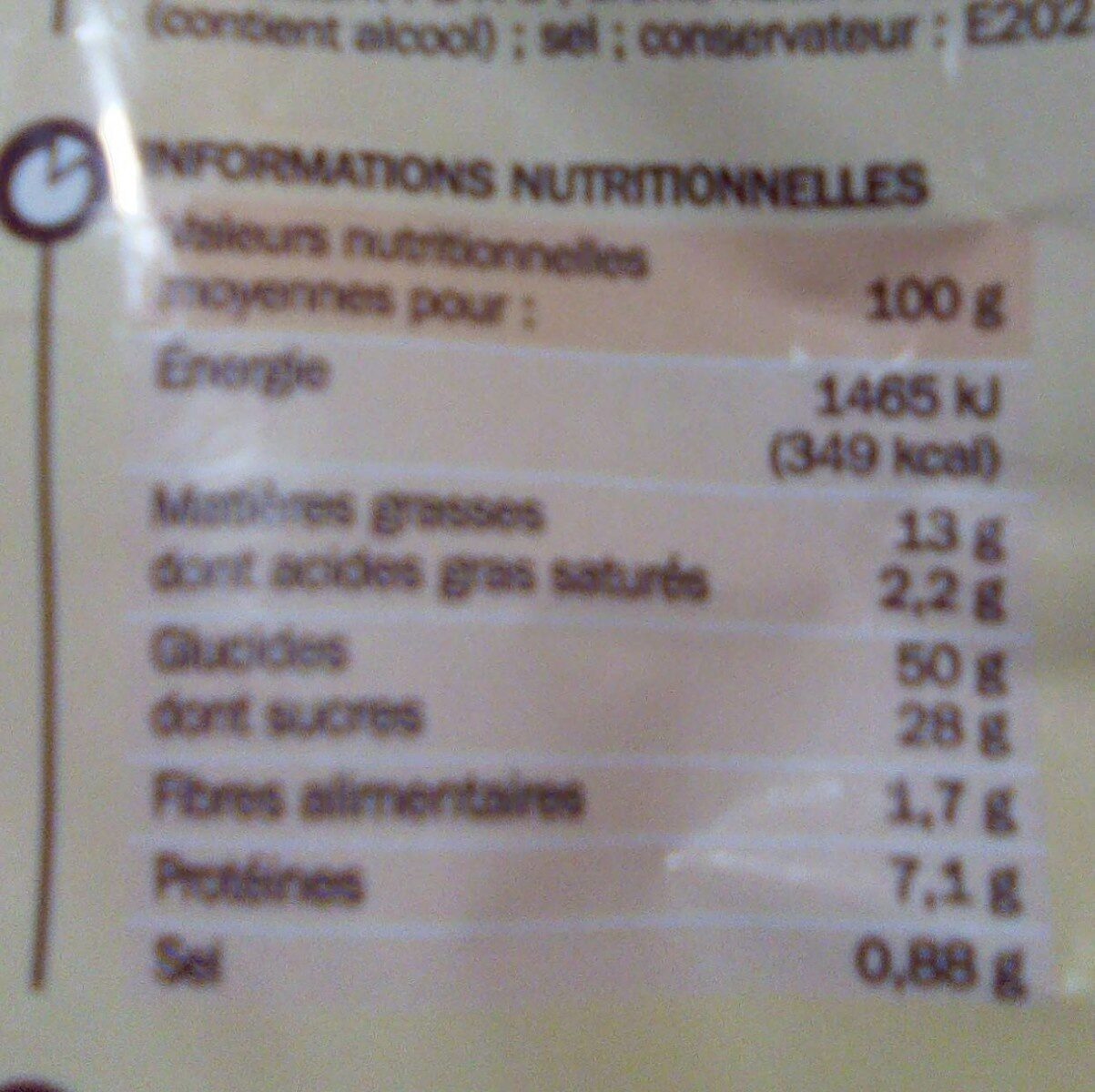 Pancakes nature - Tableau nutritionnel
