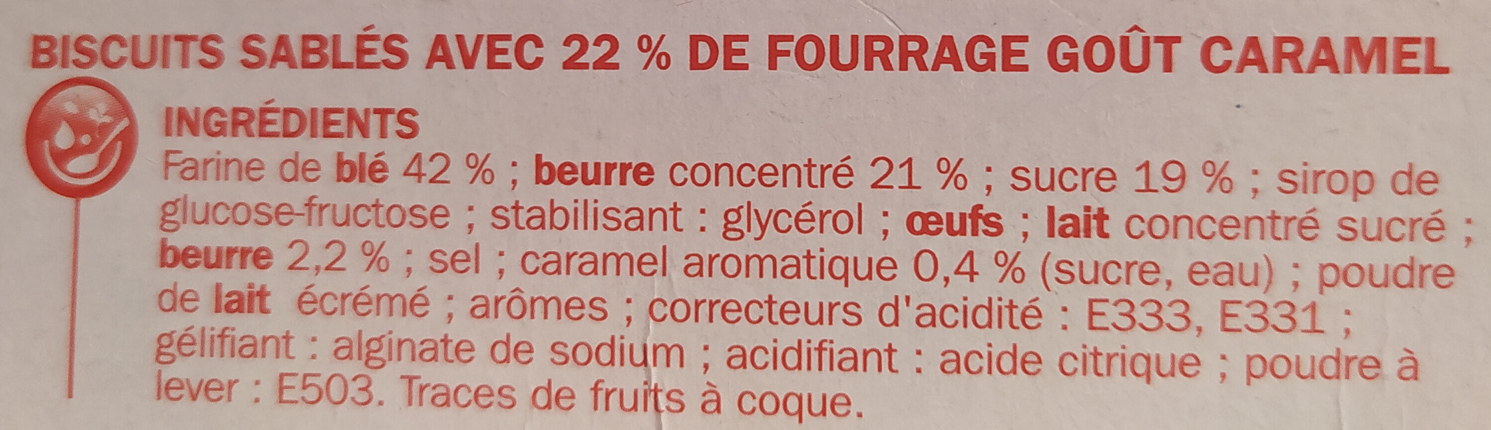 P'tit Déli, Sablés pur beurre caramel - Ingredienser - fr