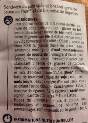Sandwich l'alsacien thon brunoise de légumes - المكونات - fr