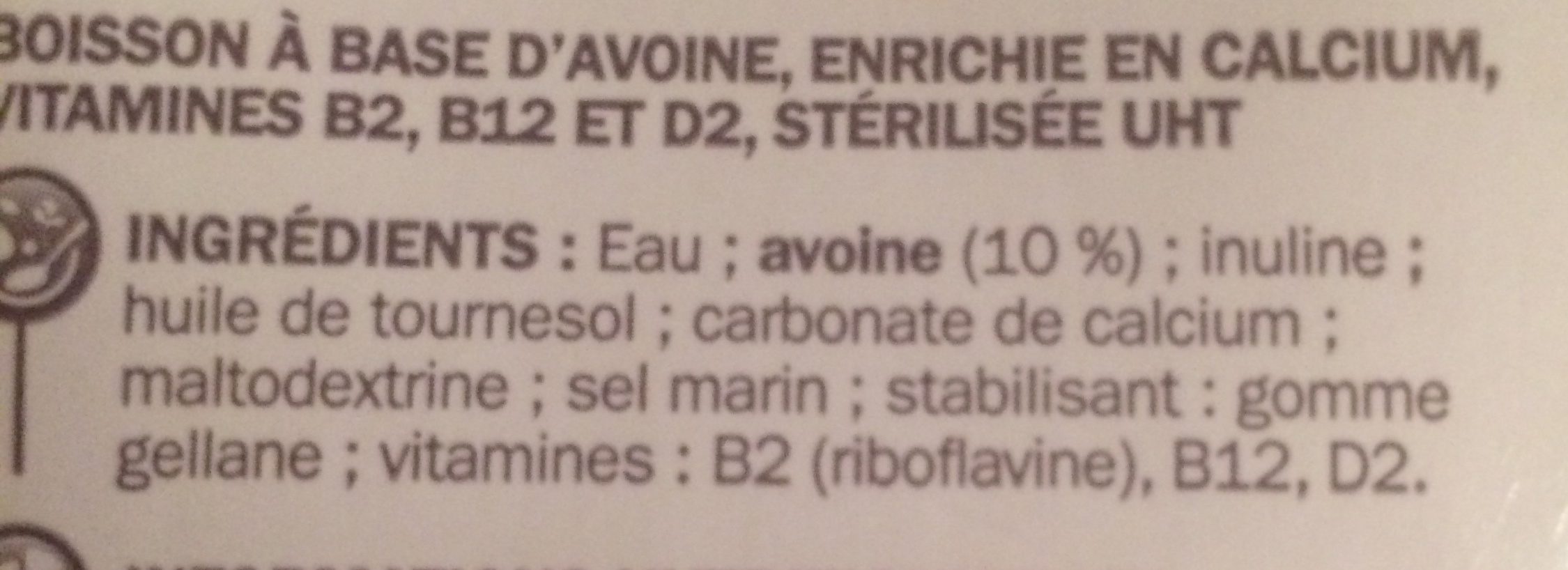 Boisson d'Avoine - Ingredienti - fr