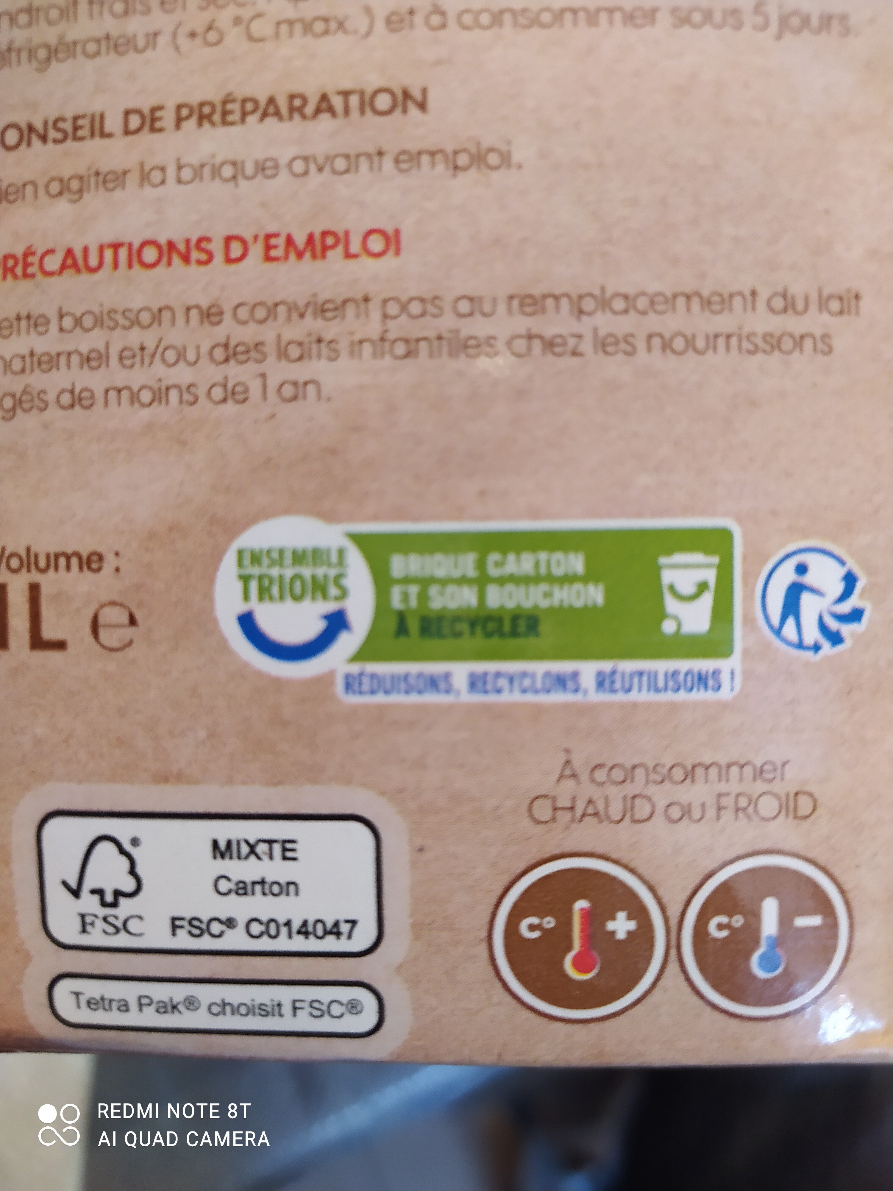 Boisson d'Avoine - Istruzioni per il riciclaggio e/o informazioni sull'imballaggio - fr