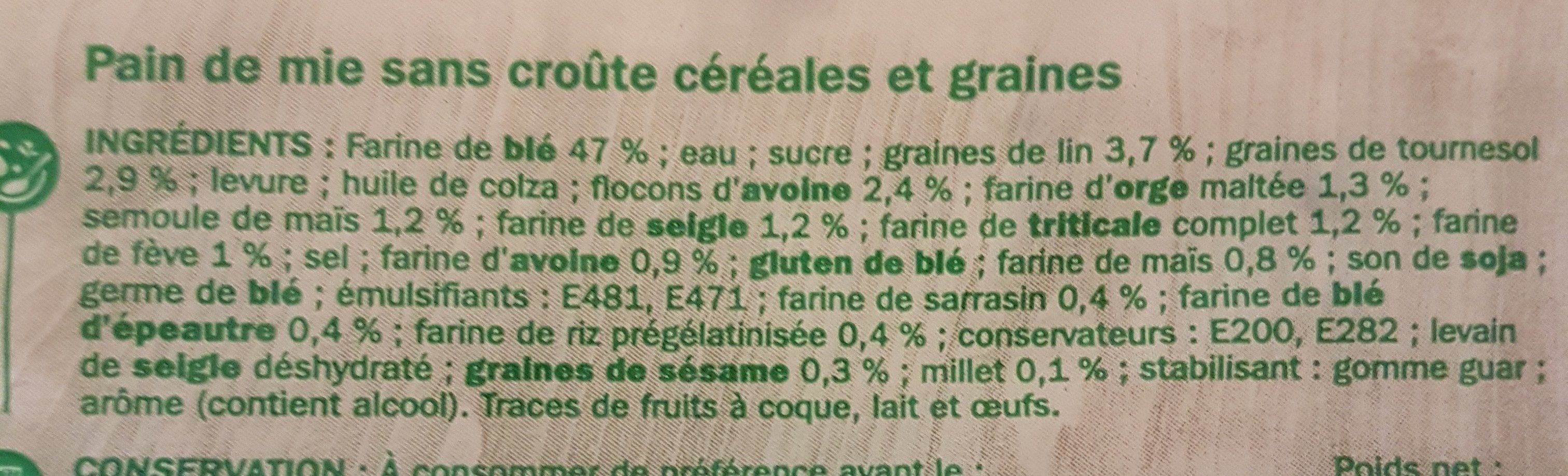 Special mie 7 cereales - المكونات - fr