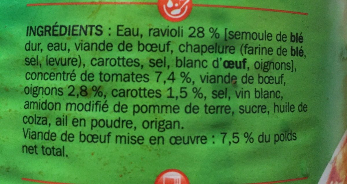 ravioli pur boeuf - Ingredients - fr
