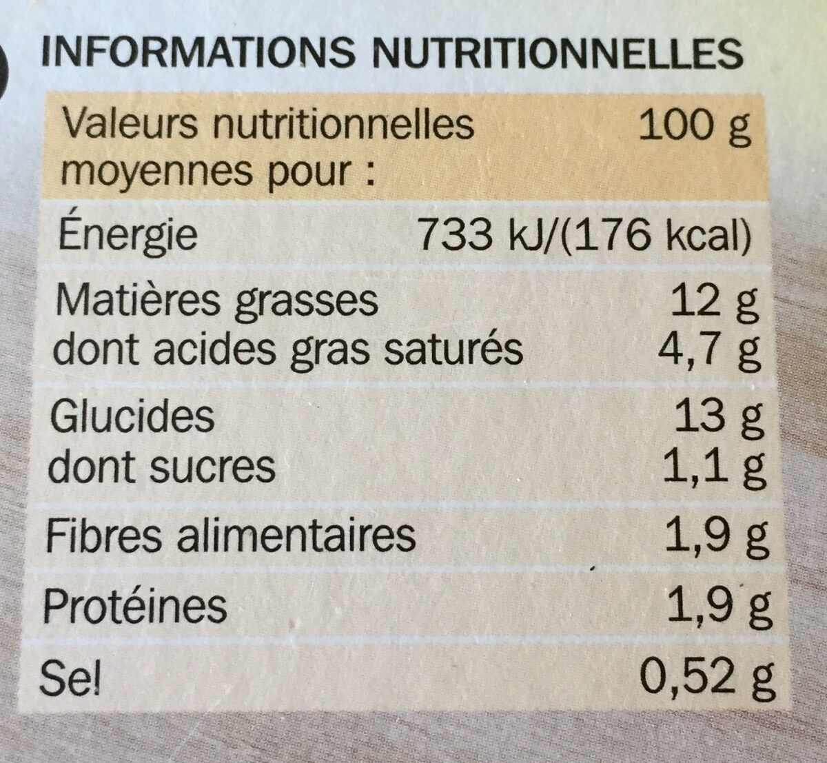 Lingots d'ecrasée de pommes de terre aux nousettes - Nutrition facts - fr