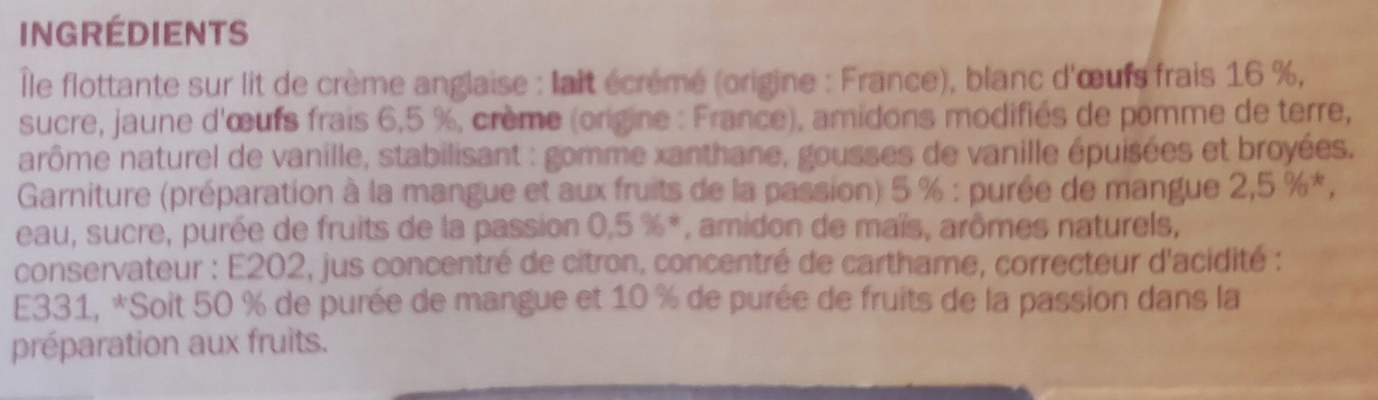 Île flottante nappage Mangue Passion 4 x 100 g - Ingredienti - fr