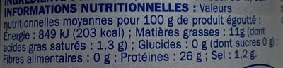 Thon entier à l'huile de Tournesol - Nutrition facts - fr