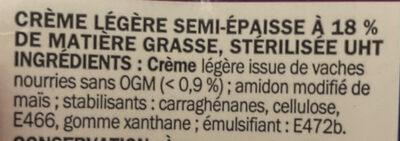 Crème semi-épaisse - Ingredienser - fr