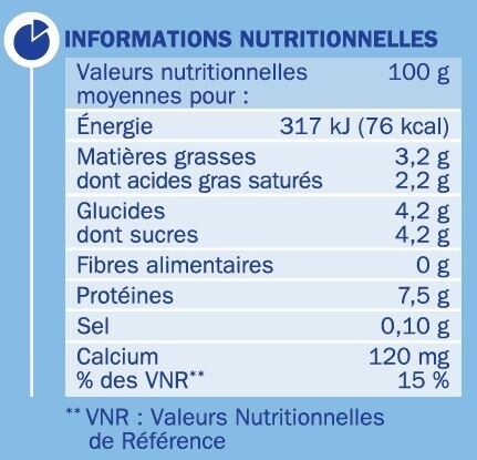 Fromage blanc engagé 3,2% de matière grasse - حقائق غذائية - fr