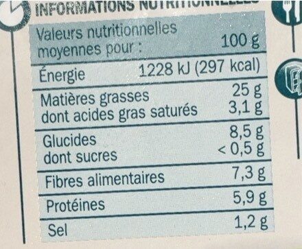 Houmous Olives Noires - Nutrition facts - fr