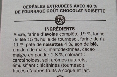 Céréales fourrées goût choco noisette - المكونات - fr