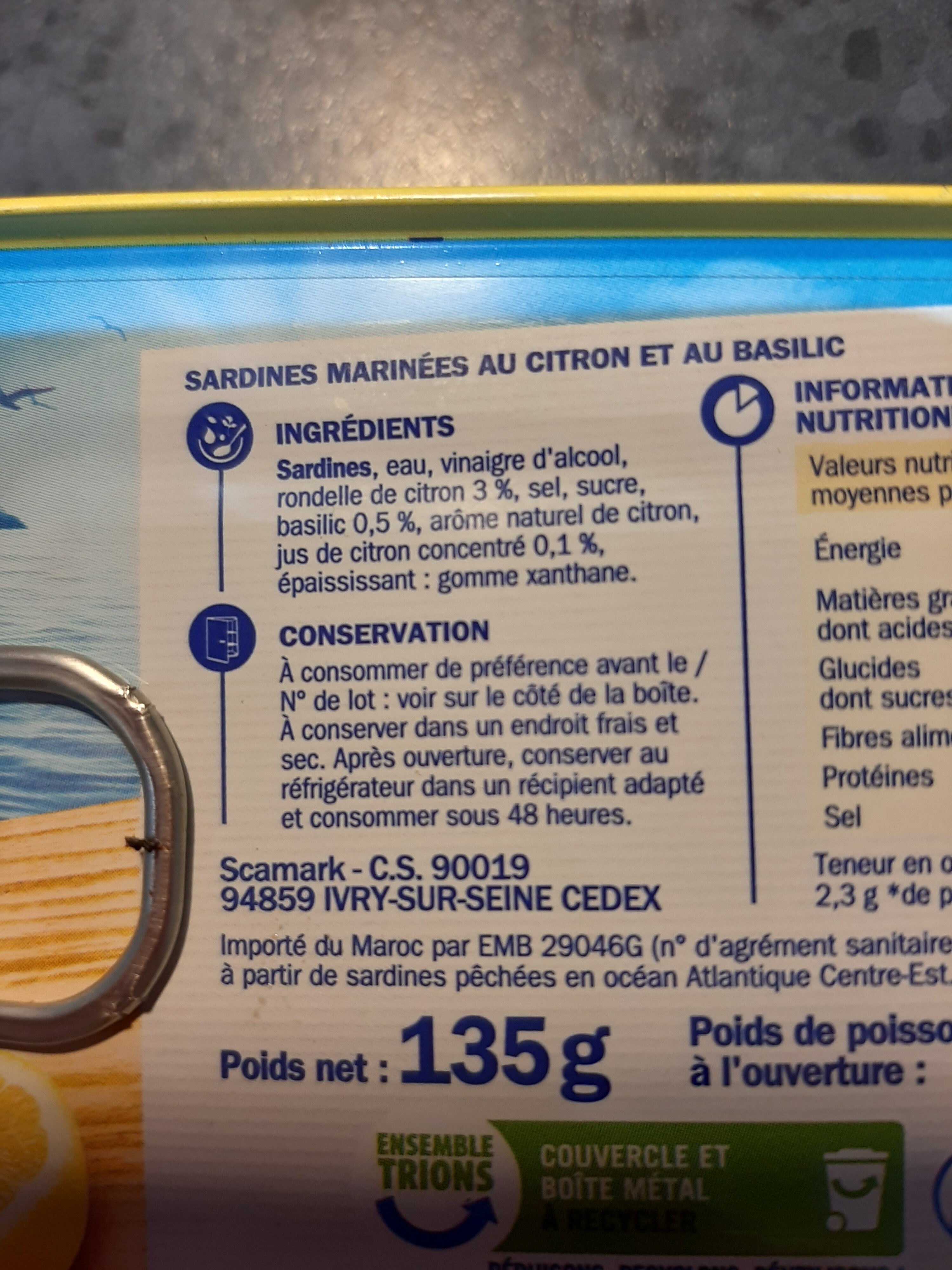 Sardines entieres - Ingrédients