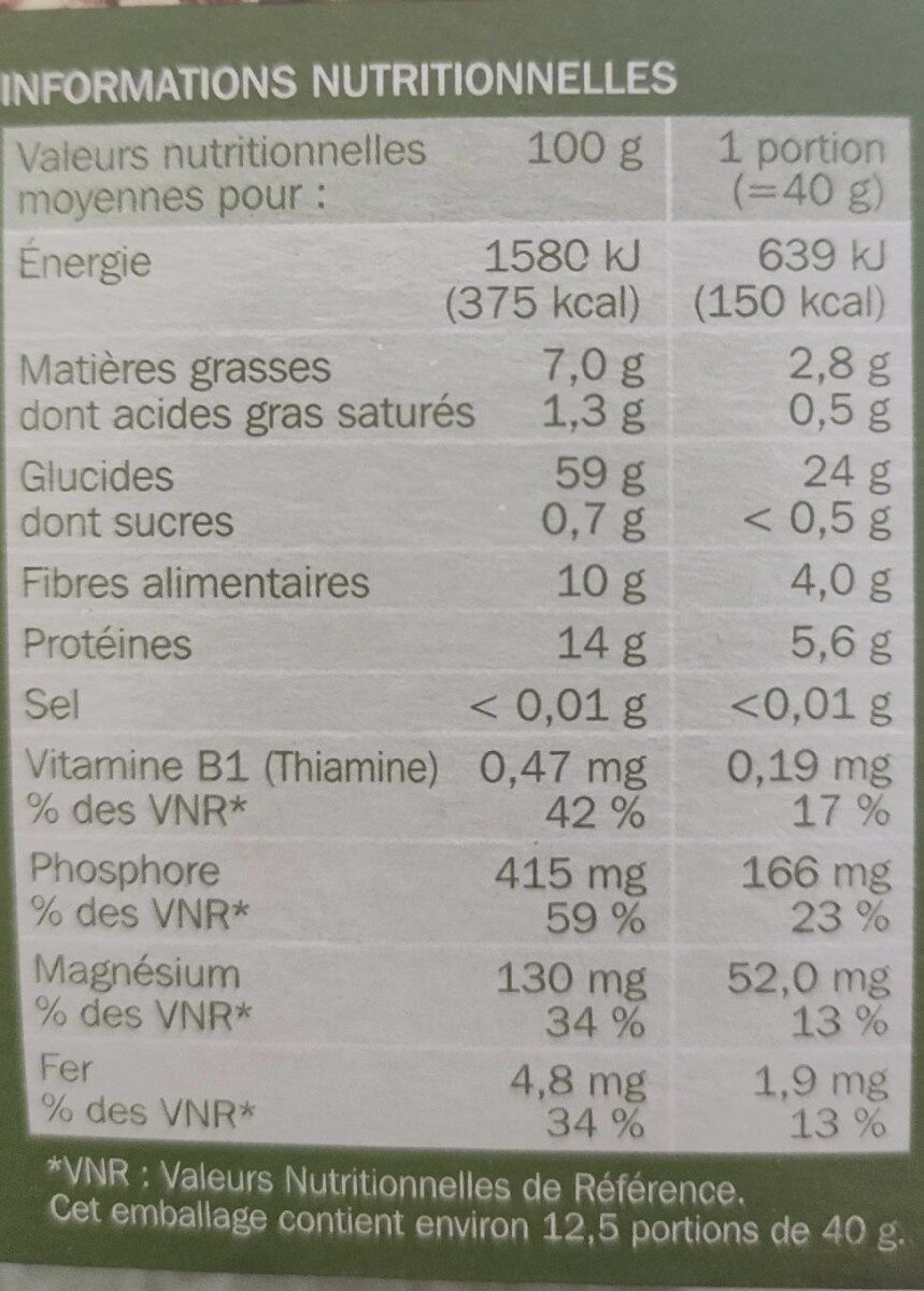 Flocons d'avoine - Voedingswaarden - fr