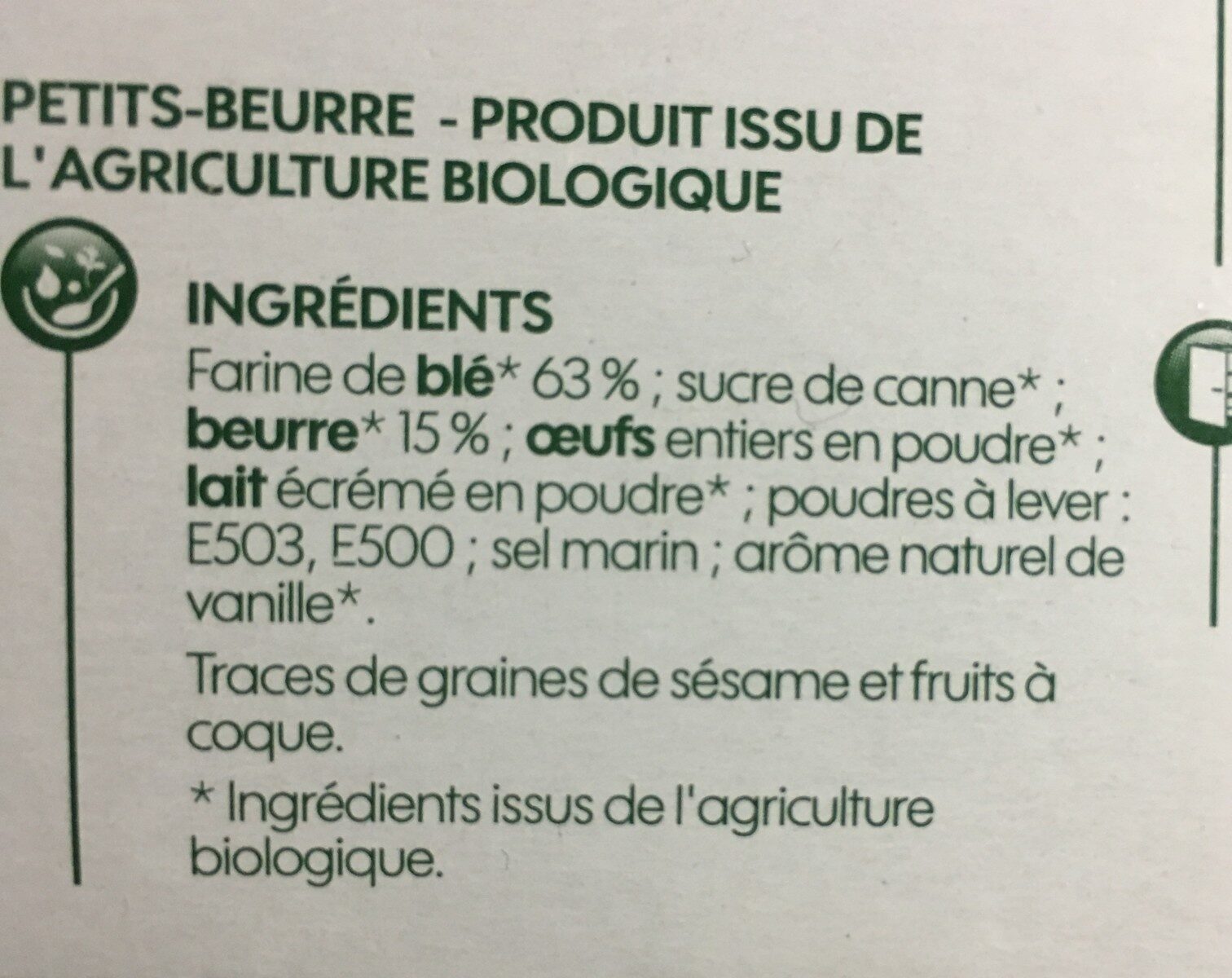 Petit-beurre bio - Ingrédients