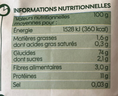 Farine de blé - Nutrition facts - fr