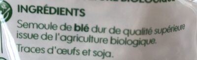 Coquillettes Bio - Ingredients - fr