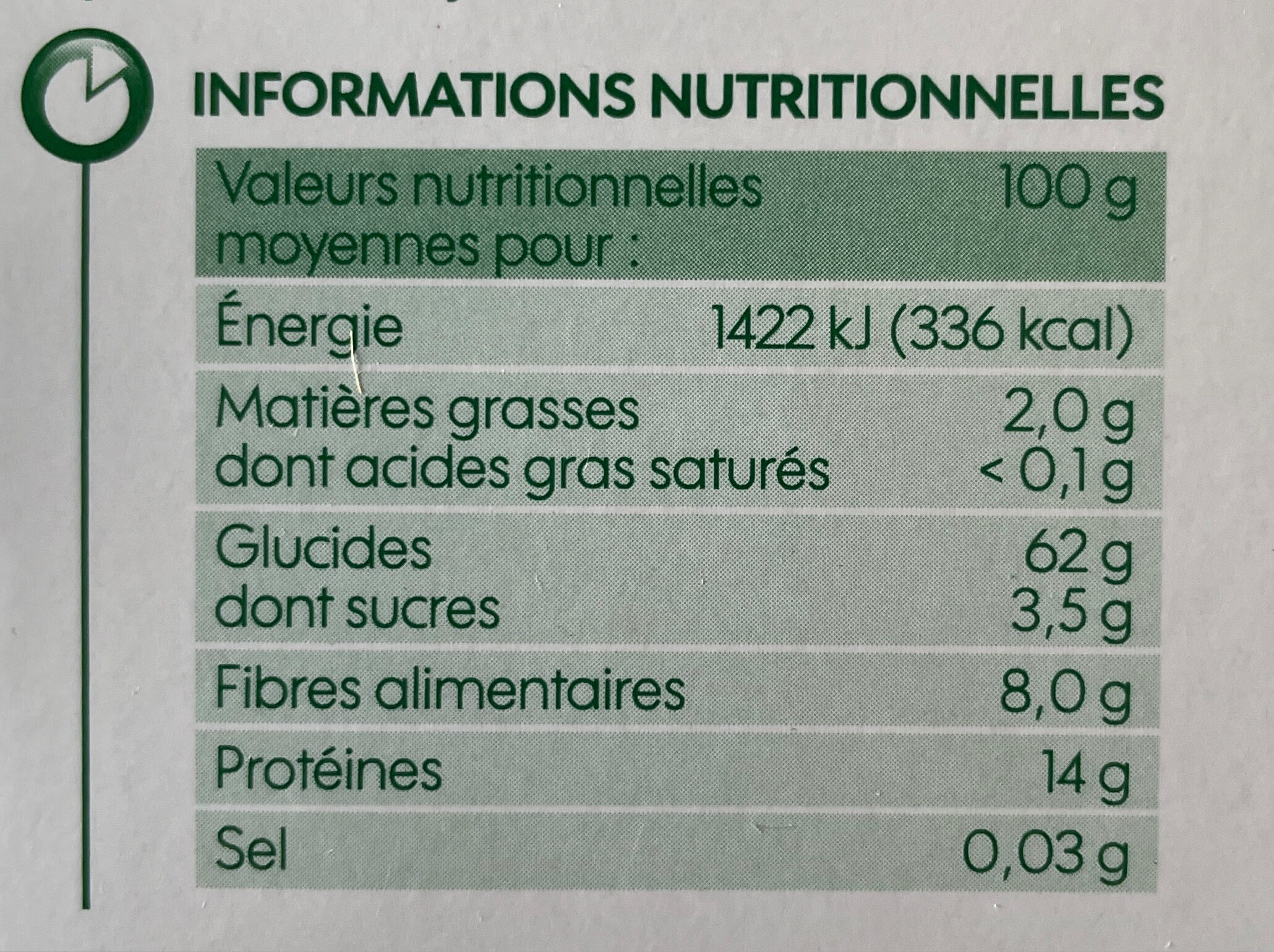 Torsades complètes - Valori nutrizionali - fr