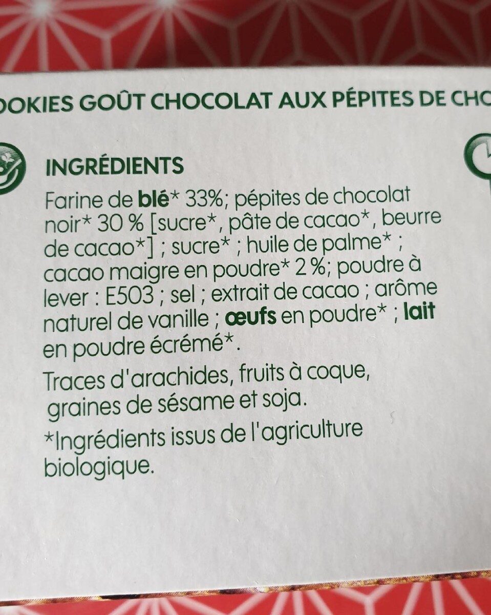 Cookies parfum tout chocolat bio - Ingrédients