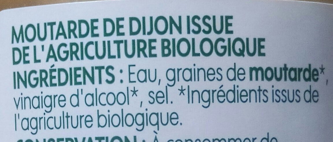 Moutarde de Dijon bio - Ingredients - fr