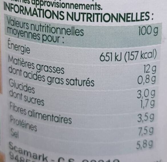 Moutarde de Dijon bio - Nutrition facts - fr