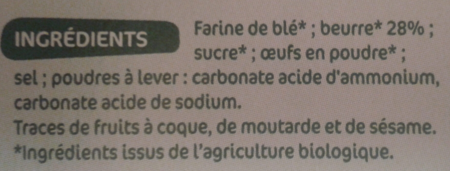 Galette pur beurre - Ingredienser - fr