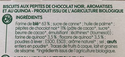 Biscuits pépites de chocolat quinoa - المكونات - fr