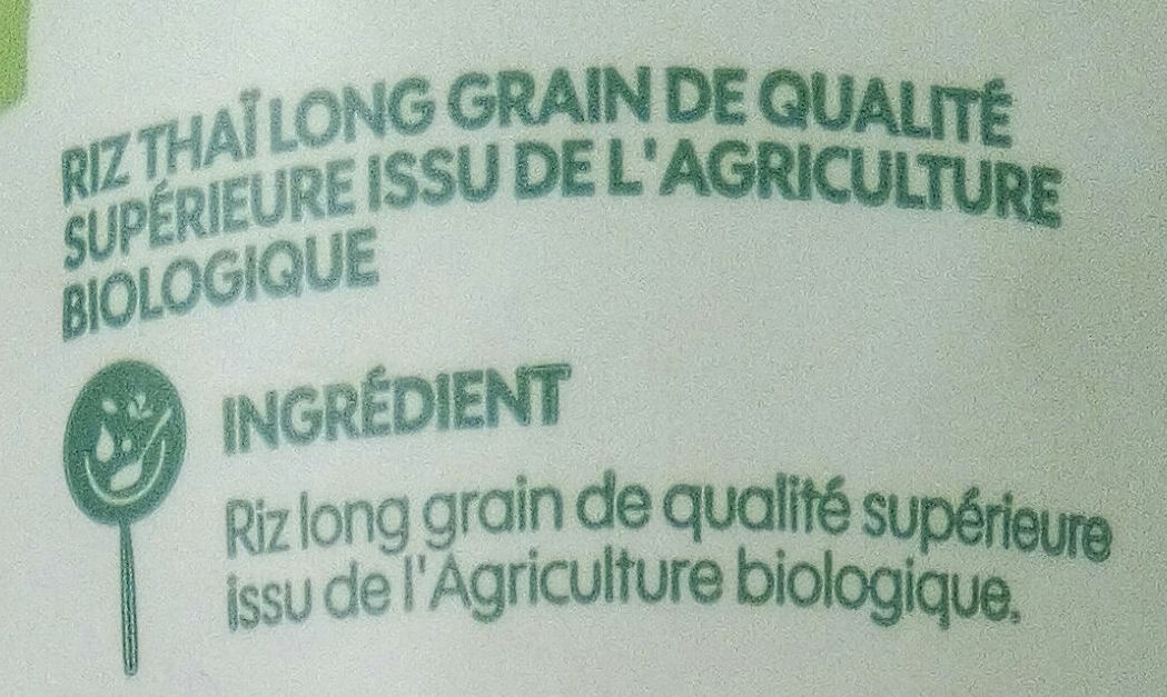 Riz thaï Bio - Ingrédients