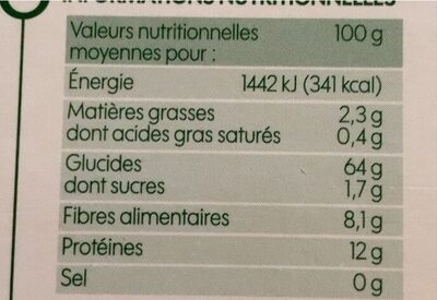 Couscous grain moyens semi-complet - Näringsfakta - fr
