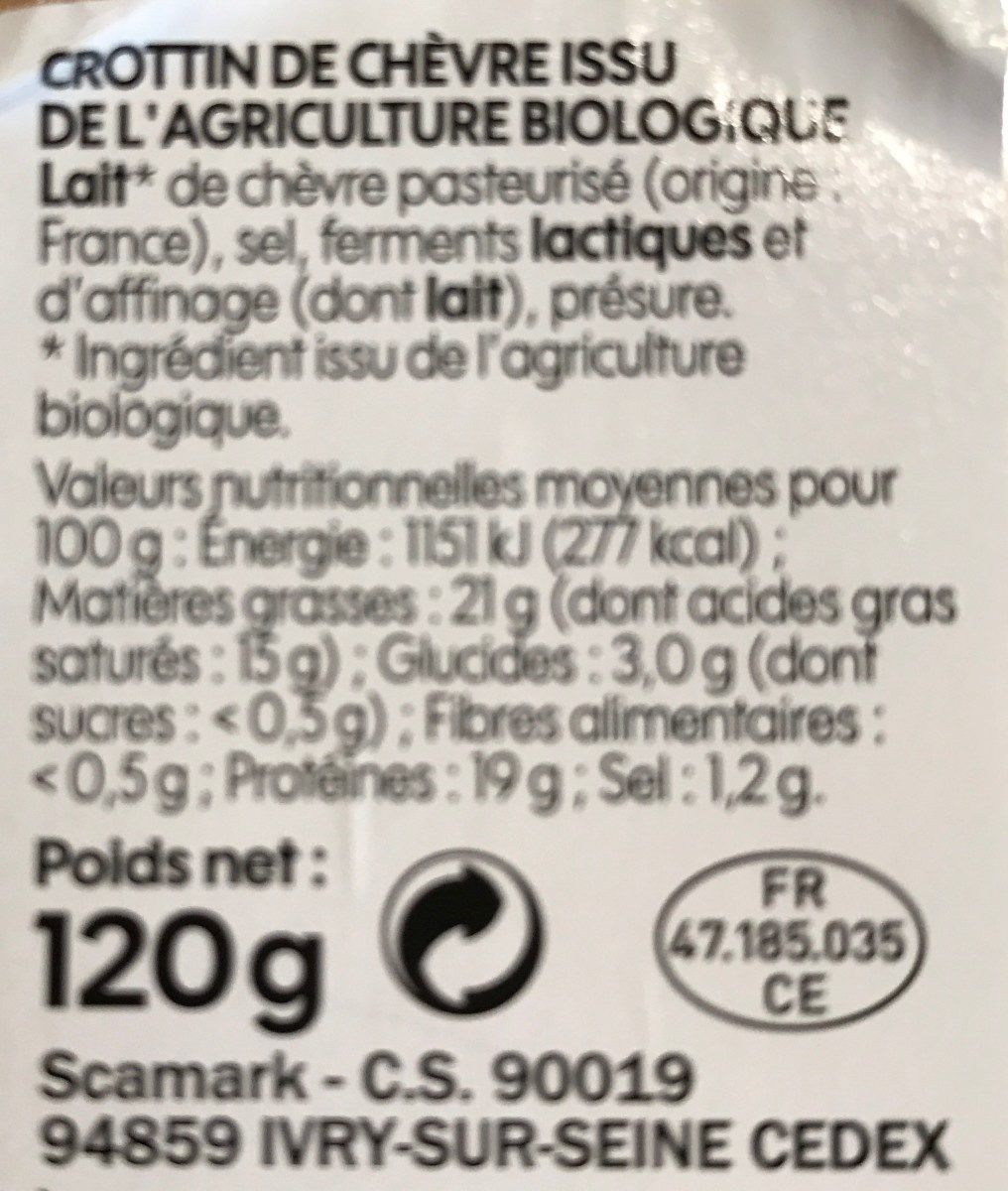Crottins de Chèvre - Ingredients - fr
