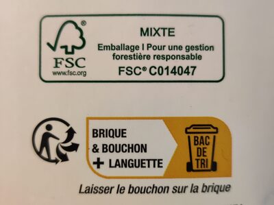 Boisson au soja nature bio - Instruction de recyclage et/ou informations d'emballage