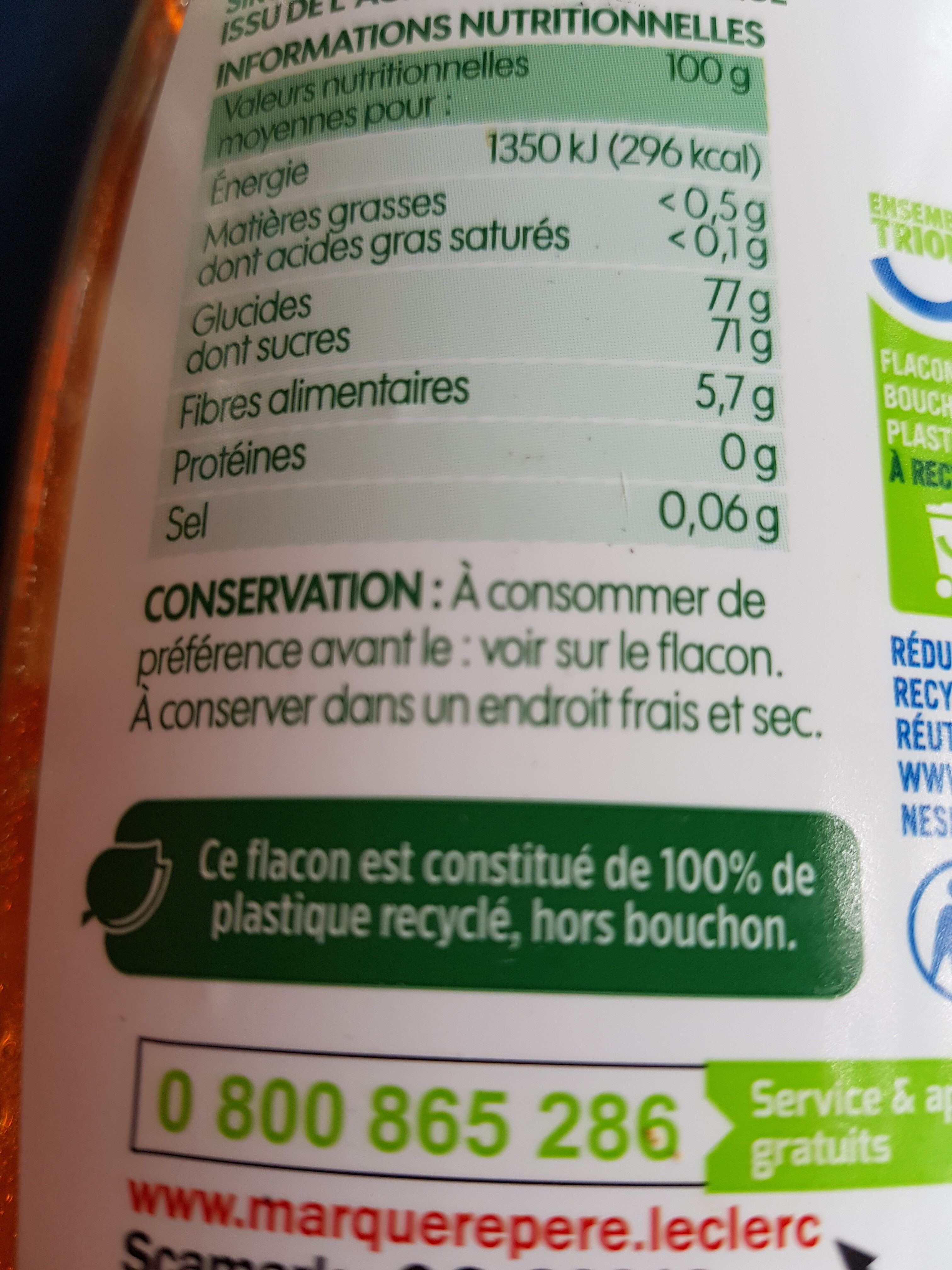 sirop d'agave - Recycling instructions and/or packaging information - fr